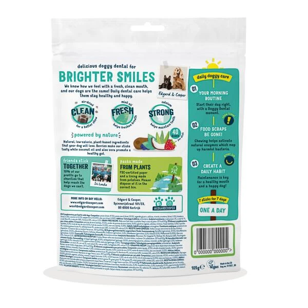 Edgard & Cooper Hondensticks Doggy Dental Met Munt En Aardbei - 105 G - Set Van 7 Stuks 4 Edgard & Cooper Hondensticks Doggy Dental Met Munt En Aardbei - 105 G - Set Van 7 Stuks - Afbeelding 2
