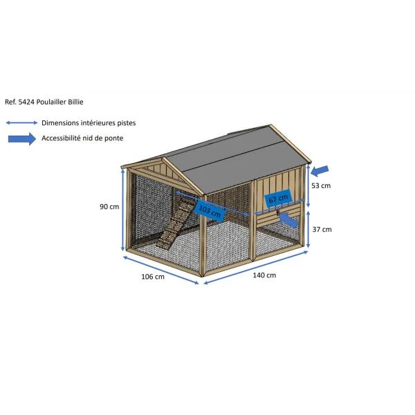 Kippenhok Billie Met Buitenren - 2 Kippen 6 Kippenhok Billie Met Buitenren - 2 Kippen - Afbeelding 4