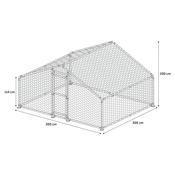 Kippenren Doerak, Gegalvaniseerd 6 M² - 2 × 3 × 2 M 4 Kippenren Doerak, Gegalvaniseerd 6 M² - 2 × 3 × 2 M - Afbeelding 2