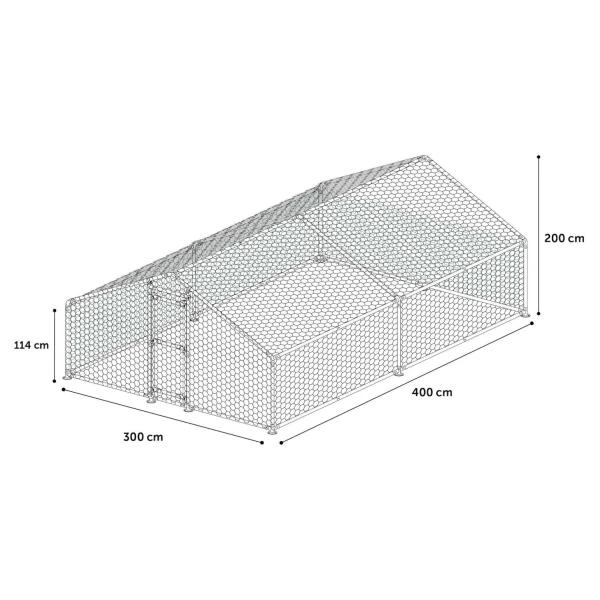 Kippenren Doerak, Gegalvaniseerd 12 M² - 4 × 3 × 2 M 4 Kippenren Doerak, Gegalvaniseerd 12 M² - 4 × 3 × 2 M - Afbeelding 2