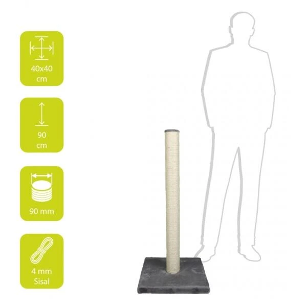 Krabpaal Classic Grijs - 40 × 40 × 90 Cm 4 Krabpaal Classic Grijs - 40 × 40 × 90 Cm - Afbeelding 2