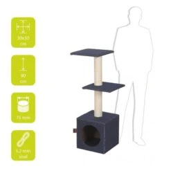 Krabpaal Palazzo Denim - 30 × 30 × 90 Cm -Boerderijdieren Winkel speeltoren voor kat met krabpalen 1595501086 5 600